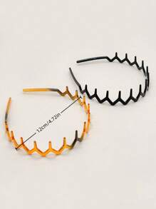 2pcs Women's Simple Basic Wavy Headband, Plastic Hair Hoop, Elegant Design