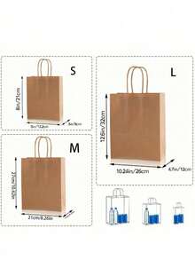 8pcs Brown Paper Bags With Handles, Mixed Sizes, Bulk Kraft Paper Gift Bags, Suitable For Business, Shopping, Retail, Merchandise Bags, Multi-Size - Brown - View 3