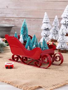 2pcs/1pc Santa's Sleigh Miniature Landscape Display Decoration Gift, Snowman Reindeer Sleigh Container Suitable For Christmas, Christmas Eve, Theme Party, Shopping Mall, Home Decor, Surprise Gift For Loved Ones, Friends, Perfect Party Favor