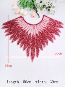 50厘米长 x 39厘米宽 全新蕾丝刺绣网眼水晶亮片串珠贴花披肩 DIY 服装配饰饰边 - 多色 - 查看 14