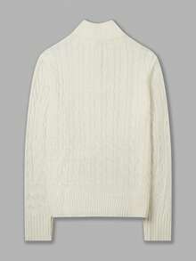 Men's Autumn/Winter Knitted Zip-Up Pullover Sweater With Twisted Rope Detail, Casual Business Commute Versatile - White - View 5