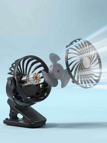 Tragbarer, wiederaufladbarer 720 °-Ventilator mit LED-Lichtern, kleiner Schreibtischventilator, klein, kraftvoll, 3 Geschwindigkeiten, leise, USB-aufladebarer Mini-Kühlventilan für Schreibtischtisch, Zuhause, Büro, Kinderwagen, Camping, Frauengeschenke