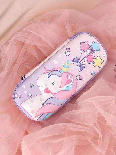 1 Pc Creativity 3D Pattern Animal Pencil Case, Creative Rainbow Unicorn 3D Pattern Design EVA Pencil Bag, Suitable For Storing Learning Stationery And Desktop Organization, Stylish School Supplies - Back-To-School Essentials, Gifts For Friends