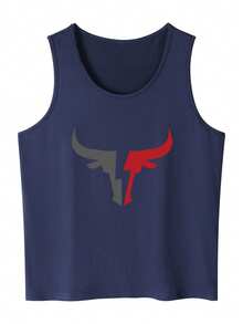 Men's Printed Casual Daily Sleeveless Undershirt Tank Top, Spring/Summer