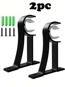 2 件/4 件可调节窗帘杆支架，适合 25-28 毫米厚度，配有螺丝和膨胀塞 - 黑色 - 查看 14