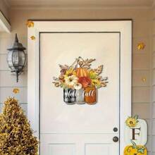 1pc Autumn Harvest Wooden Hanging Decoration, Suitable For Indoor And Outdoor Thanksgiving Decorations, Featuring Pumpkins, Sunflowers, And Leaves, Seasonal Home Decor Halloween Decor Fall Decor Room Decor Autumn Decor