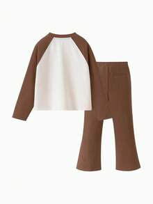 mini bala Teddy Bear Collab Girls Breathable Long Sleeve Bell Pants Set