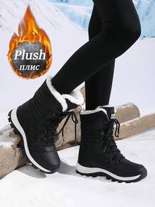 Botas de senderismo de invierno para mujer, botas de nieve casuales y de media pantorrilla para exteriores con suela antideslizante y cordones, zapatos de trekking elegantes y de moda. Marca Zapatos de senderismo de alta gama para mujer, botas de nieve de alta gama para mujer, zapatos deportivos de montaña para senderismo, camping, escalada, botas de nieve de suela gruesa y cálida, talla 36-43