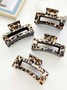 4pcs/Set Medium Leopard Print Square Hair Claws, Versatile Plastic Square Hair Clips, Damage-Free Hair Accessory, Leopard Hair Claw, Suitable For Daily Wear, Parties, Gifts, Autumn/Winter Valentine's Day,Hair Accessories,Claw Clips,Hair Jaw Clip,Hair Clutch