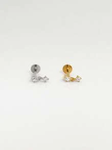 1 Piece Of Gold Mini Pendant Lip Stud Earring With Internal Thread | 925 Sterling Silver Hypoallergenic Earring | Cartilage/Auricle Flat Earring | Back Lip Stud | Unisex Everyday Wear (Sold Individually) - Multicolor - View 10