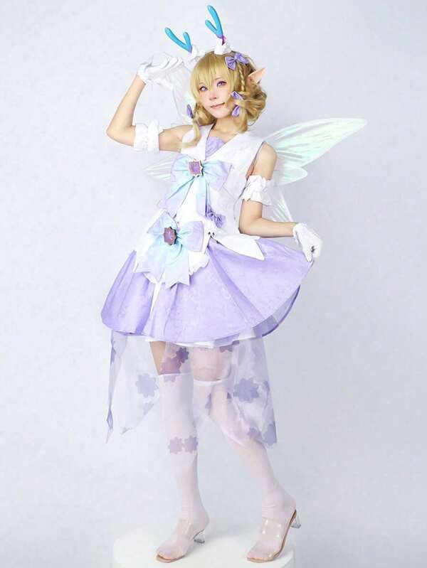 1 pièce Ailes de fée, costume de cosplay anime pour Yao Mei Yun Zhong Jun, tenue de performance de fête, ailes de papillon, décoration de carnaval et de festival, costume de performance COS, ailes d'ange iridescentes bicolores, ailes de fée transparentes iridescentes pour Halloween