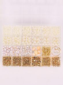 DIY Pearl Jewelry Making Kit, Includes Gold Plated Spacer Beads, Gold Letter Heart Beads, White Round Beads, Shell Beads, Bracelet & Earring Findings, Craft Supplies For Girls, Christmas, Party Gifts - 24 Grid - View 4