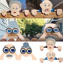 1PC/2PCS Whimsical Wooden Garden Fence Decorations, Elderly Couple Peering Over, Artistic Illustrated Yard Art, Unique Atmosphere Design For Outdoor Spaces, Loving Couple Garden Decor, Outdoor Fence Yard Sign Art, Cute Decorative Gift, Holiday Lawn Decoratior