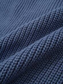 Suéter masculino de malha com botões e cor sólida, outono/inverno - Azul - Ver 7