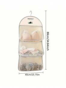1pc Hanging Underwear & Sock Storage Bag, Multi-Functional Hanging Pouch, Panda Pattern Lingerie & Sock Bag, Breathable Wall-Mounted Storage Bag For Bathroom, Bedroom, Kitchen, With Hanging Strap, Beige Wall-Mounted Storage Bag, Dorm Essential Clothing Organization Bag, Wardrobe Storage - Beige - View 5