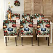 1 Stück/4 Stücke/6 Stücke/10 Stücke Weihnachtsserie, Tannenzweig & Glocken Muster bedruckter Kurzflor Stuhlbezug, abnehmbarer Kurzflor Stuhlüberzug, Rückenschutz für Stühle, Esszimmerstuhl Dekorationsbezug, geeignet für alle Jahreszeiten, Feiertags-Atmosphäre Stuhlbezug, für Esszimmer, Wohnzimmer, Stuhlschutz für Zuhause, mit Rückenschutz, geeignet für Restaurant, Büro, Wohnzimmer, Hotel und Heimdekoration