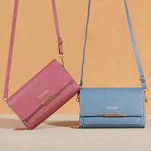 时尚 PU 斜挎包 翻盖单肩包 女士时尚手提包 手机钱包 女士钱包 钱包 - 黑色 - 查看 6