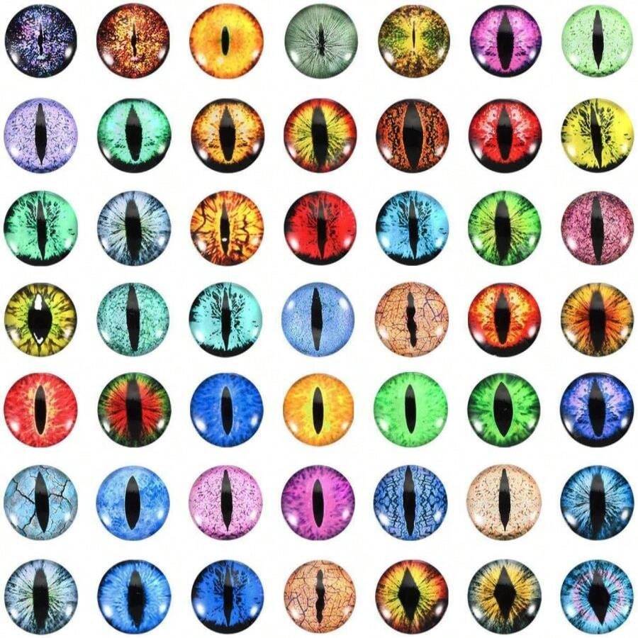 PATIKIL 20mm Dragon Eyes, 100 Pcs Round Glass Eyes Animals Crochet Eyes For Clay Doll Making Craft DIY Findings Jewelry Making, Mixed Colors