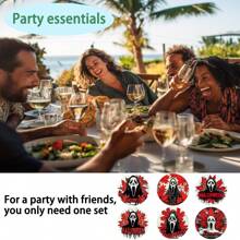 1套/4件/6件万圣节恐怖脸和枫叶图案硅藻泥杯垫，咖啡杯垫，家居和餐厅多场合装饰品，日常礼物，餐桌装饰，日常装饰，主题派对装饰