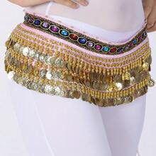 Outfits Belly Dance Glitter Sequins Tassel Skirts, Fashionable Dancing Waist Belt Skirts For Bellydance - Multicolor - View 18