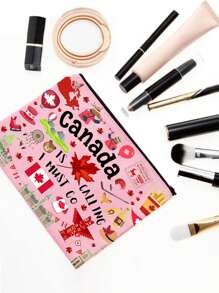 Borsa cosmetica a tema canadese, un must-have per un viaggio in Canada, una borsa da viaggio compatta, un regalo a tema canadese, un organizer portatile per articoli da toeletta, un must-have per viaggi, vacanze, attività lavorative, fitness e all'aperto, una borsa pieghevole leggera con cerniera e grande capacità, borsa da viaggio per articoli essenziali, per la scuola, le vacanze, il ritorno a scuola, cosmetici, borsa da viaggio per donne