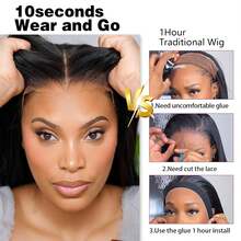 40 Inch Straight 6x4 HD Transparent Lace Closure Wigs Human Hair 4x6 Lace Straight Put On And Go Glueless Wigs Pre Plucked Pre Cut Lace Wig For Women 200% Closure Wig Nautural Black - Natural Black - 查看 5