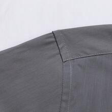 [Tedelon]56% Polyester 40% Cotton 4% Spandex ,Slim Fit Dress Shirt -Formal/Casual Shirt With Contrast Collar & Cuff Details, Breathable Cotton Blend For Business - 深灰色 - 查看 2