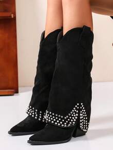 Women's Fashionable  Boots - Black - View 4