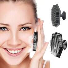 Bộ 4 bàn chải massage toàn thân bằng silicon - 1 bàn chải chà mặt, 1 bàn chải chà lưng cán dài, 1 bàn chải tắm ngắn, 1 bàn chải chải tóc da đầu, bàn chải làm sạch mặt và toàn thân cầm tay không dùng điện có tay cầm chống trượt, làm sạch và massage hiệu quả cho mọi bộ phận cơ thể - màu đen - Xem 2