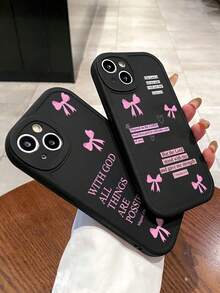 Ốp điện thoại thời trang TPU màu hồng đen họa tiết nơ, chống sốc, 2 chiếc. Ốp điện thoại TPU màu đen thời trang với họa tiết nơ hồng và dòng chữ "God", họa tiết trái tim, khẩu hiệu Kinh thánh về đức tin Cơ đốc, bảo vệ 360° chống rơi, tương thích với iPhone & Galaxy, phiên bản quốc tế, không phải phiên bản nội địa. Quà tặng sinh nhật mùa xuân. - Nhiều màu - Xem 3
