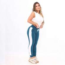 Kit With 2 Crepe Pants With Simple Knotted Belt, Pocket, Drawstring - Black and Turquoise - View 6