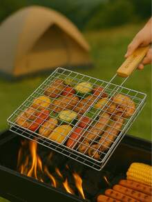 A Grill Net Large, Medium And Small Grilled Fish Clip BBQ Grill Net Outdoor Barbecue Clip Barbecue Tool Iron Barbecue Splint - Small Tablet 21.5*19.5CM - View 2