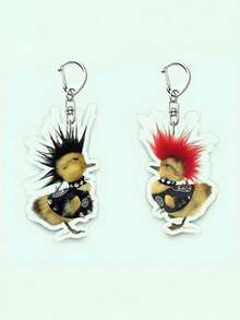 2 件鸭子钥匙扣套装 - 高品质亚克力背包饰物，带有可爱的抽象图案 - 情侣古怪可爱配饰汽车配饰书包饰物背包返校季节学校哥特 Y2k