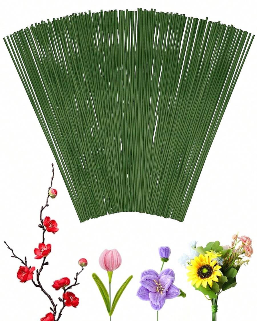 PCS FIVEIZERO 18 Gauge Green Floral Wire Stems Artificial Flower Making,Florist Wire,Flower Wires Crafts,Alambre Para Flores Wreaths, Flower Arrangements And Projects - 棕色 - 查看 1