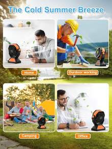 20000mAh Camping Fan With LED Light & Power Bank – Solar Powered, Rechargeable, 3-In-1 Portable Fan With Timer & Rotating Base For Tents, BBQ & Travel - Orange - View 8