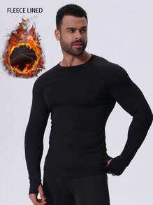 保暖加厚拇指孔户外运动长袖衬衫，轻盈柔软贴身保暖内衣打底衫，适合户外活动、跑步、滑雪、狩猎等，高领保暖加厚长袖上衣，适合寒冷天气，抓绒面料，冬季保暖