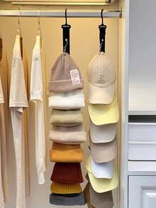 1pc Wardrobe Baseball Cap Storage Rack, Neutral Hat Rack With Hooks And Clips, Suitable For Wardrobe And Cabinet Doors, Hat Storage Racks On Doors And Walls, Suitable For Baseball Cap Enthusiasts To Store Closet Doors And Display Hat Racks. Bedroom, Organizer, Household Storage. Space Saving Cabinets And Door Hat Storage Racks, - Multicolor - View 4