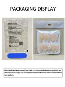 10片/套 手工亚克力按压式美甲贴片，中长杏仁形、法式、蓝色、3D花卉、3D条纹、3D雕刻、渐变美甲。美甲用品，假指甲，可卸式假指甲，美甲配件，适合派对、舞蹈、日常佩戴、学生派对、角色扮演，可重复使用，包含果冻胶和指甲锉，DIY美甲用品。 - 黃色 - 查看 5