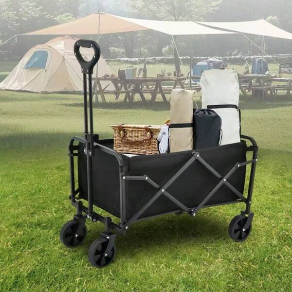 Carrito de camping plegable y portátil para exteriores, de gran capacidad y multifuncional, adecuado para autocaravana, viaje, playa, jardín, barbacoa, camping