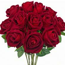 1/5/10/20/30/200 piezas Rosa roja oscura artificial, flores falsas, adecuadas para ramos de boda DIY, decoración de mesa, despedida de soltera, decoración del Día de San Valentín, baby shower, decoración del hogar - Rojo - Ver 1