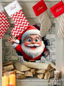 1 pieza Pegatinas decorativas de Papá Noel, árbol de Navidad, bolas de colores, muñeco de nieve, adecuadas para decorar la habitación, el hogar, la pared, el baño, el dormitorio, la sala de estar y la cocina, decoración del hogar, decoración de la habitación, decoración de invierno