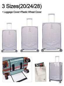 20/24/28英寸中性透明行李箱罩配一次性透明轮子保护罩，防尘轮子收纳，多功能用途 - 轮子罩膜，行李箱罩，行李箱罩保护袋，防水，防污，耐磨，坚固的旅行装备，透明设计，非常适合旅行爱好者的行李保护和存放