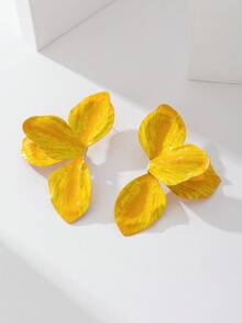 1 对手绘珐琅滴油郁金香金耳环，适合日常、节日、生日、母亲节、女友或女儿的惊喜礼物 - 黃色 - 查看 2