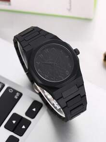 4pcs/Set Men's Business Quartz Watch, Numeric Dial, Bracelet Necklace Ring Set, Gift For Men
