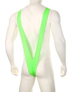 Men's Borat Style Party Wear V Sling Stretch Sexy Underwear Suspender Bodysuit Strap Thongs Bodysuit Surprise Gift - 綠色 - 查看 3