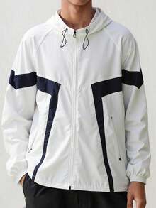 Men's Lightweight Breathable UV Protection Hoodie Jacket, Ice Silk Woven Fabric For Sun Protection - White - View 1