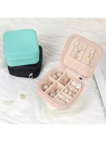 旅行珠宝盒伴娘礼品盒，3 件装小珠宝盒迷你珠宝收纳盒，PU 皮革便携式耳环收纳盒，适合女士女孩伴娘求婚礼物，女士收纳收纳盒旅行必需品返校宿舍收纳秋季装饰 - 黑色 - 查看 3