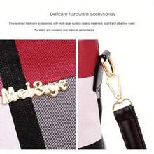 6-Piece Women's Bag Set - PU Tote, Plaid Purse, Satchel Shoulder Bag - màu đen - Xem 6