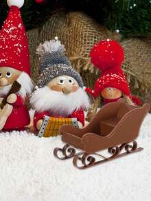 2pcs/1pc Santa's Sleigh Miniature Landscape Display Decoration Gift, Snowman Reindeer Sleigh Container Suitable For Christmas, Christmas Eve, Theme Party, Shopping Mall, Home Decor, Surprise Gift For Loved Ones, Friends, Perfect Party Favor