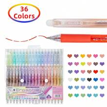 Kolorowe, zmazywalne długopisy żelowe, 0,7 mm, 12/24/36 kolorów, wsuwane długopisy żelowe, różne kolory, długopisy z cienką końcówką do rysowania, pisania, planera szkolnego